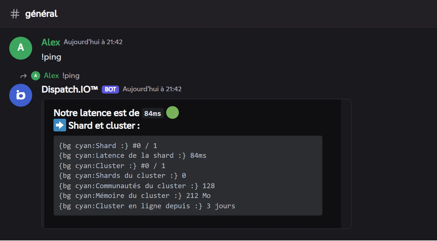 Réponse de !ping