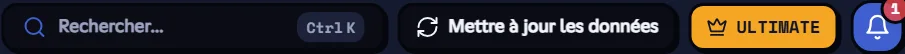 Le bouton Mettre à jour les données, en haut de chaque page du tableau de bord. Bouton Mettre à jour les données dans l'en-tête du tableau de bord